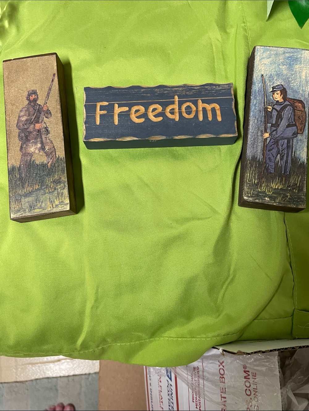 Freedom Wooden Sign - Navy Blue and Natural Wood